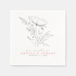 Handgezeichnet Wildblumen Elegante Minimalistische Serviette