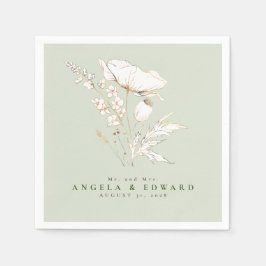 Handgezeichnet Wildblumen Elegante Minimalistische Serviette