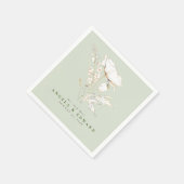 Handgezeichnet Wildblumen Elegante Minimalistische Serviette (Ecke)