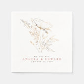 Handgezeichnet Wildblumen Elegante Minimalistische Serviette (Vorderseite)