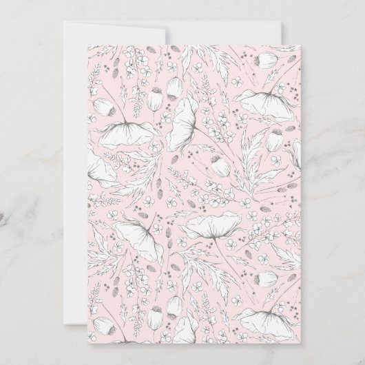 Handgezeichnet Wildblumen Elegante Rosa Geburtstag Einladung (Rückseite)