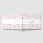 Handgezeichnet Wildblumen Elegante Rosa Hochzeit Gästebuch (Voll)