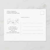 Handgezeichnet Wildblumen Elegantes Save the Date Ankündigungspostkarte (Rückseite)