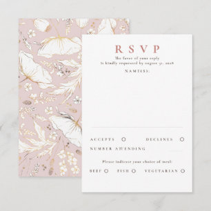 Handgezeichnet Wildblumen Gold Wedding RSVP Karte