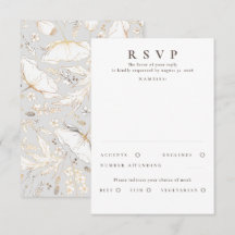 Handgezeichnet Wildblumen Gold Wedding RSVP