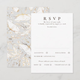 Handgezeichnet Wildblumen Gold Wedding RSVP Karte