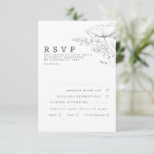 Handgezeichnet Wildblumen Hochzeit RSVP Karte (Stehend Vorderseite)