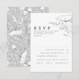 Handgezeichnet Wildblumen Hochzeit RSVP Karte