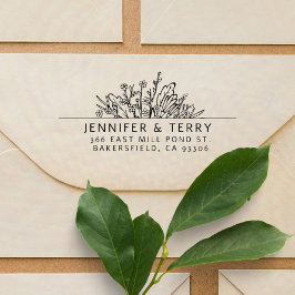 Handgezeichnet Wildblumen Hochzeit Rücksendeadress Permastempel