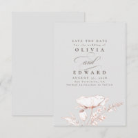 Handgezeichnet Wildblumen Light Gray Save the Date