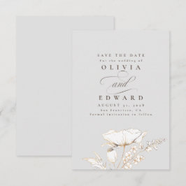 Handgezeichnet Wildblumen Light Gray Save the Date