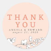 Handgezeichnet Wildblumen Minimalistisch Danke, Cl Runder Aufkleber (Vorderseite)