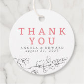 Handgezeichnet Wildblumen Minimalistisch Danke Geschenkanhänger (Vorderseite)