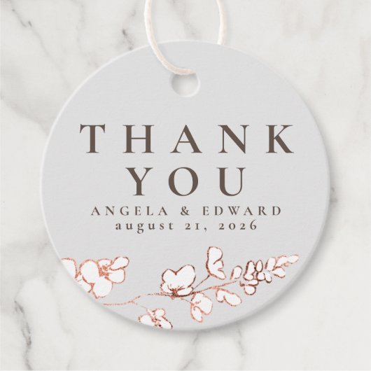 Handgezeichnet Wildblumen Minimalistisch Danke Geschenkanhänger (Vorderseite)