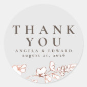 Handgezeichnet Wildblumen Minimalistisch Danke Runder Aufkleber (Vorderseite)