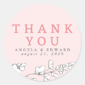 Handgezeichnet Wildblumen Minimalistisch Danke Runder Aufkleber (Vorderseite)