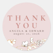 Handgezeichnet Wildblumen Minimalistisch Danke Runder Aufkleber (Vorderseite)