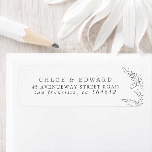 Handgezeichnet Wildblumen Minimalistisch Sage Gree (Insitu)