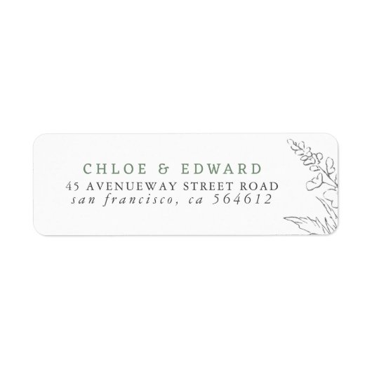 Handgezeichnet Wildblumen Minimalistisch Sage Gree (Vorne)