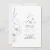 Handgezeichnet Wildblumen Minimalistisches Brautpa Einladung (Vorderseite)