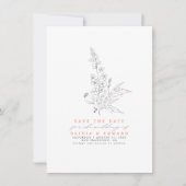 Handgezeichnet Wildblumen Peach Color Save the Dat Date (Vorderseite)