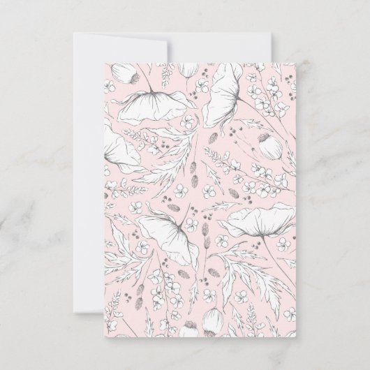 Handgezeichnet Wildblumen Rosa Hochzeit RSVP (Rückseite)
