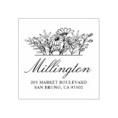 Handgezeichnet Wildblumen Rücksendeadresse Familie Gummistempel (Prägung)