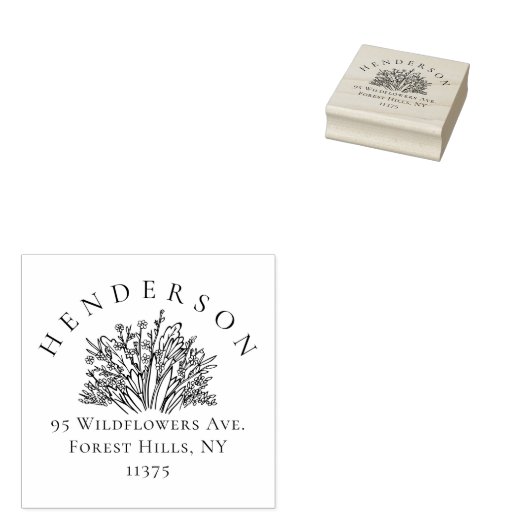 Handgezeichnet Wildblumen Rücksendeadresse Gummistempel (Stempel)