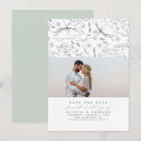 Handgezeichnet Wildblumen Sage Save the Date Foto