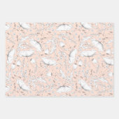 Handgezeichnet Wildblumen Stift Muster Peach Geschenkpapier Set (Vorderseite)