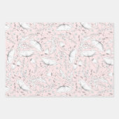 Handgezeichnet Wildblumen Stift Muster rosa Geschenkpapier Set (Vorderseite)