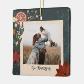 Handgezeichnet Winter Florals & Orangen Foto Keramikornament (Links)