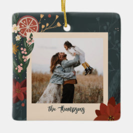 Handgezeichnet Winter Florals & Orangen Foto Keramikornament