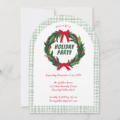 HandGezeichnet Wreath Weihnachts-Party ARCH Gingha Einladung (Vorderseite)