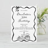 Handgezeichnete 30. Geburtstagseinladung Einladung (Stehend Vorderseite)