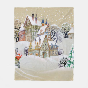 Handgezeichnete Abbildung mit Winterlandschaft und Fleecedecke