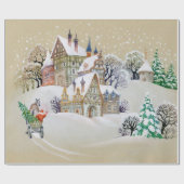 Handgezeichnete Abbildung mit Winterlandschaft und Geschenkpapier (Flach)