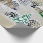Handgezeichnete Abbildung mit Winterlandschaft und Geschenkpapier (Ecke)