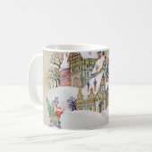 Handgezeichnete Abbildung mit Winterlandschaft und Kaffeetasse (Vorderseite Links)
