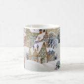 Handgezeichnete Abbildung mit Winterlandschaft und Kaffeetasse (Mittel)