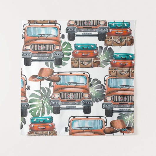 Handgezeichnete Abbildung. Nahtlose Wasserfarbe Wandteppich (Vorderseite)