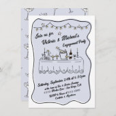 Handgezeichnete Abendessen Hochzeitsfeier Einladung (Vorne/Hinten)