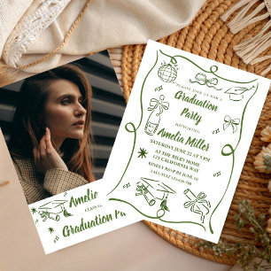 Handgezeichnete Abschluss-Einladungsvorlage für Ab Einladung