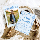 Handgezeichnete Abschlussfeier Klasse 2026 Blau Einladung