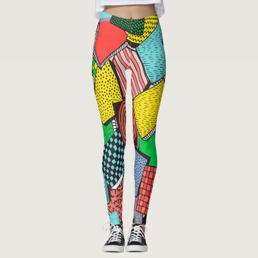 Handgezeichnete Abstrakte Blöcke Textur Leggings (Vorderseite)