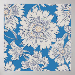 Handgezeichnete abstrakte Blume. Konturzeichnung Poster