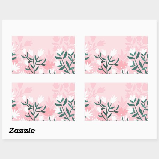 Handgezeichnete Abstrakte Blume Rechteckiger Aufkleber (Blatt)