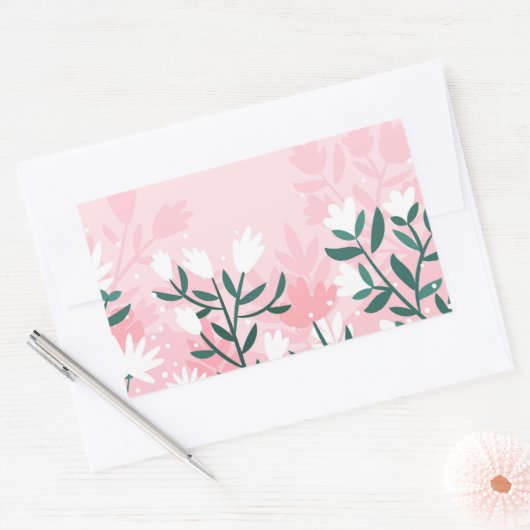 Handgezeichnete Abstrakte Blume Rechteckiger Aufkleber (Umschlag)