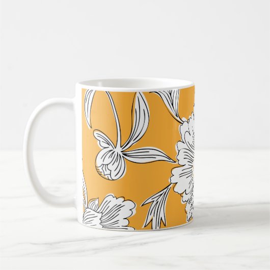 Handgezeichnete abstrakte Blume. Zugkraft Kaffeetasse (Links)
