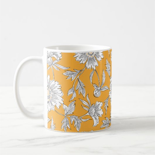 Handgezeichnete abstrakte Blume. Zugkraft Kaffeetasse (Links)